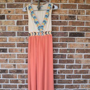 Maxi Dress with Coral Skirt Beach Perfect Sz S